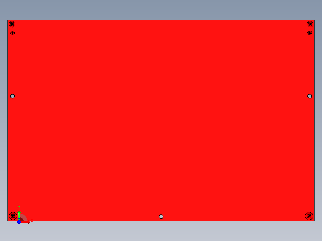 冲压件平板外壳飞面钻孔UG编程程序模型前视图