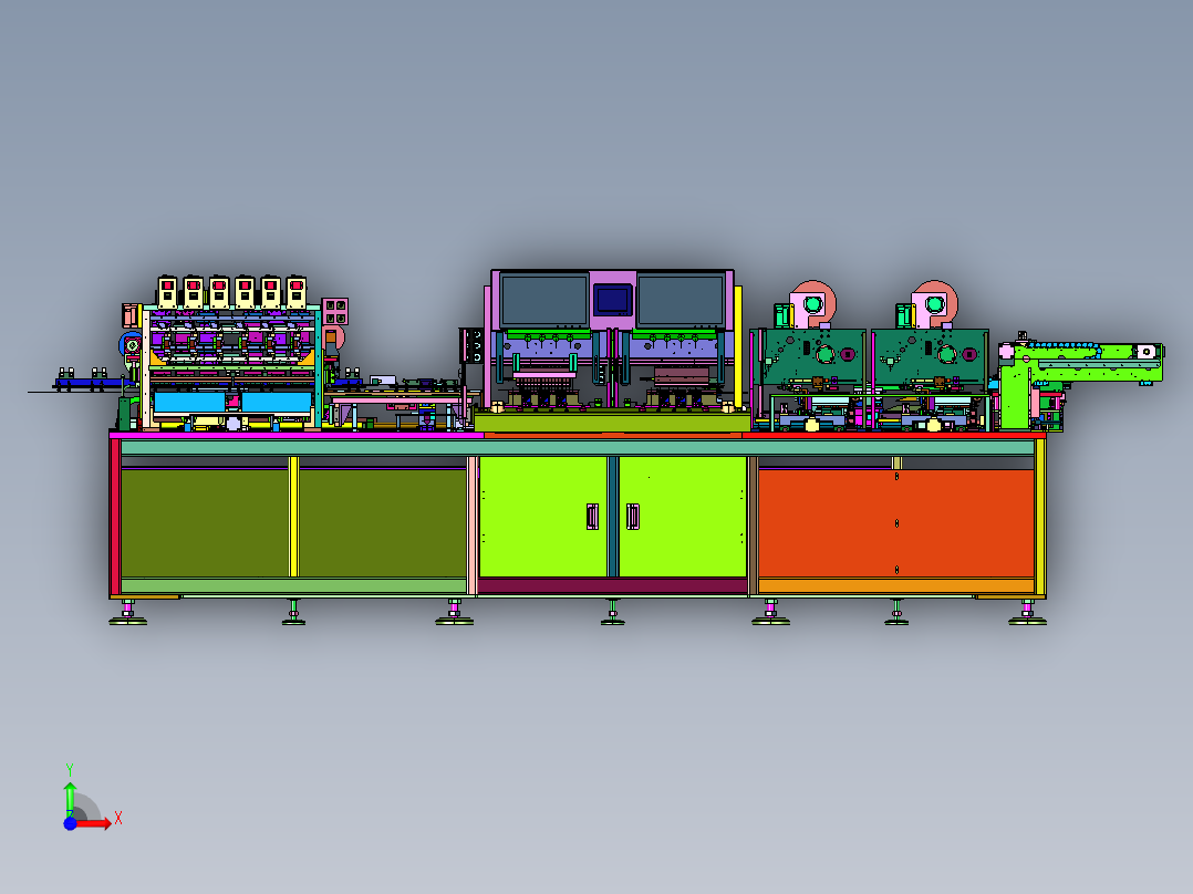 屏幕检测的多工位自动化生产线前视图