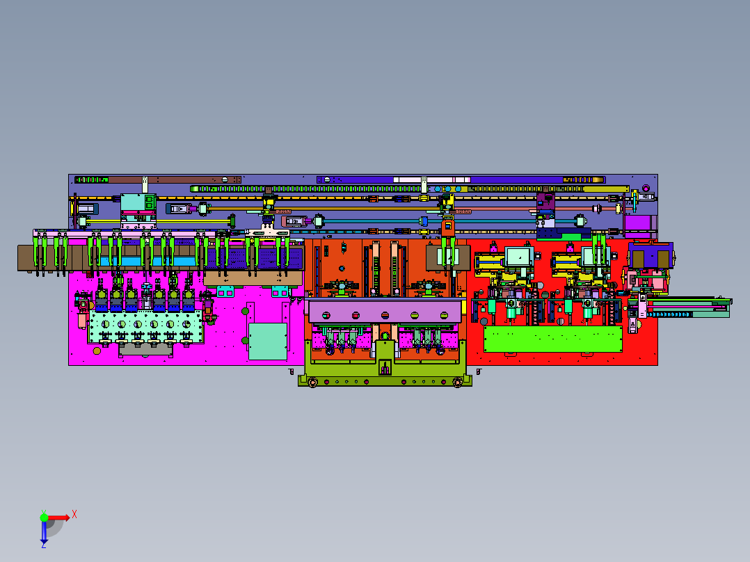 屏幕检测的多工位自动化生产线俯视图