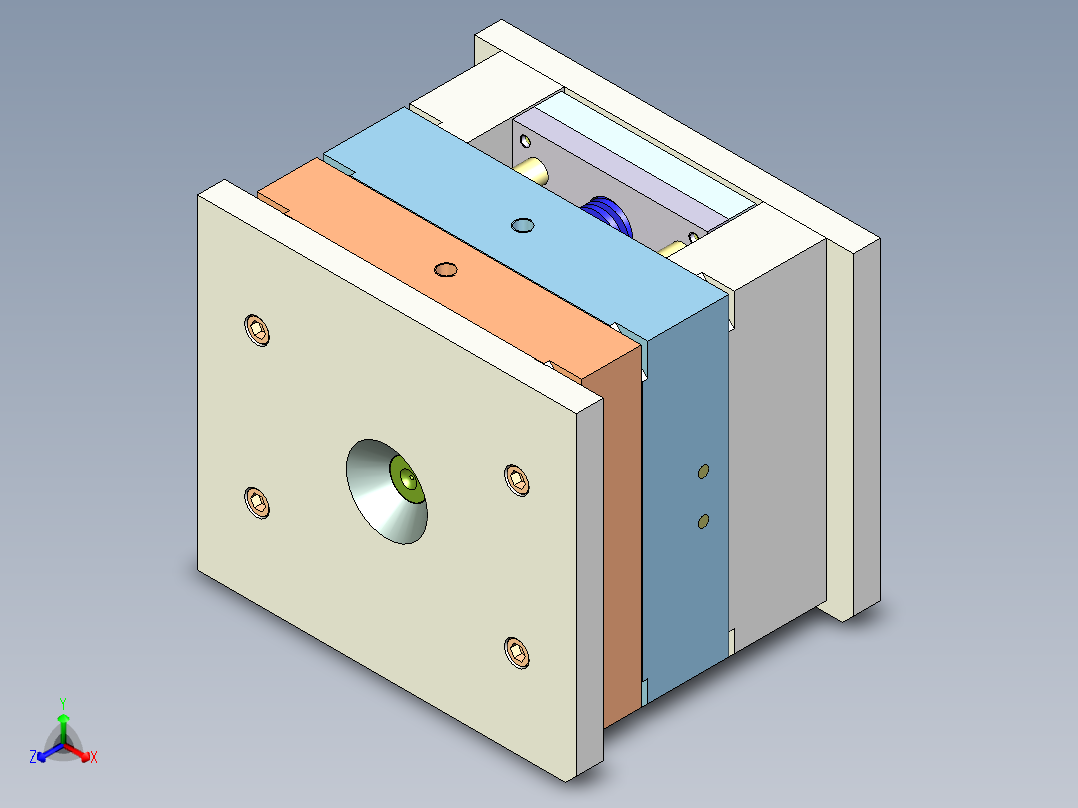 纸巾盒边框（两板模）正等轴测图