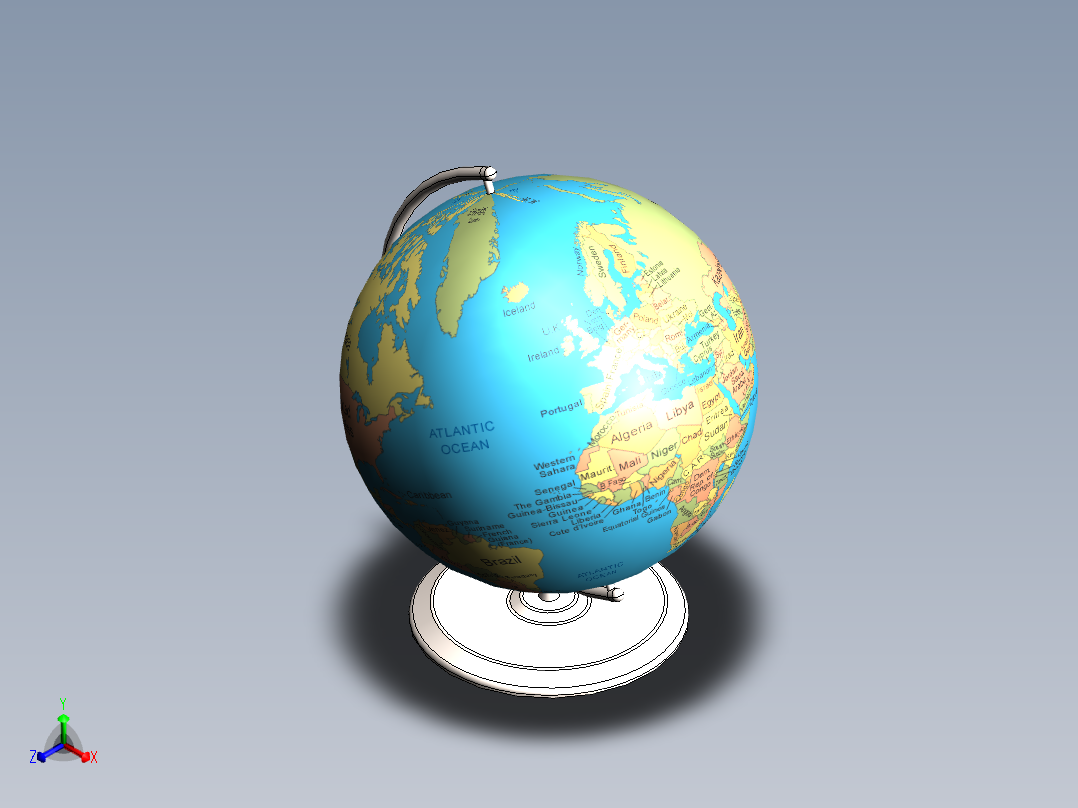 世界地球仪正等轴测图