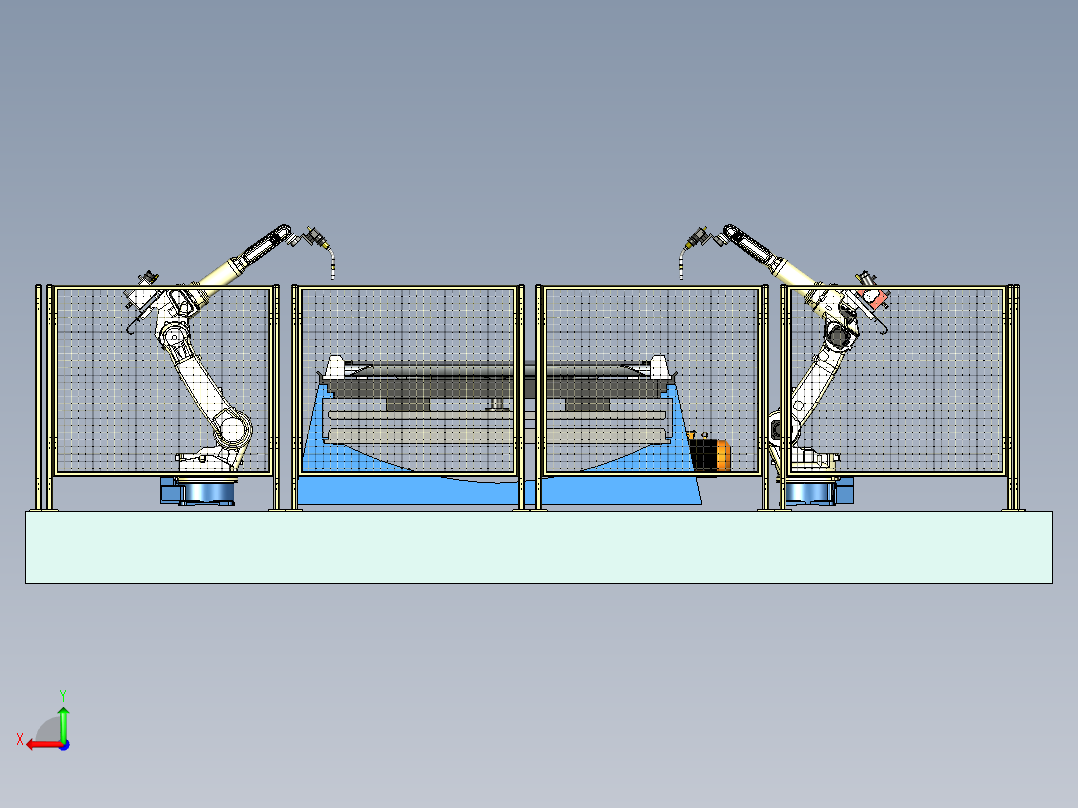 钣金总成焊接工作站设计后视图