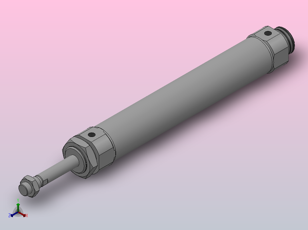 双作用气缸（QCM2系列）[QCM2-B-40-200]正等轴测图