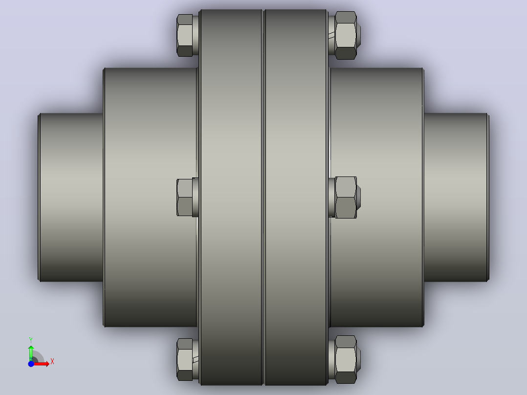 d45mm GOST R 50895-96轴用扭矩为1000 Nm的齿轮联轴器前视图