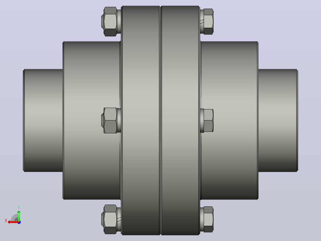 d45mm GOST R 50895-96轴用扭矩为1000 Nm的齿轮联轴器后视图