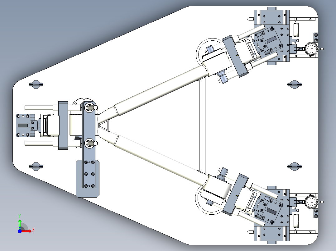 东风天龙车推力杆装配综合检具inventor前视图