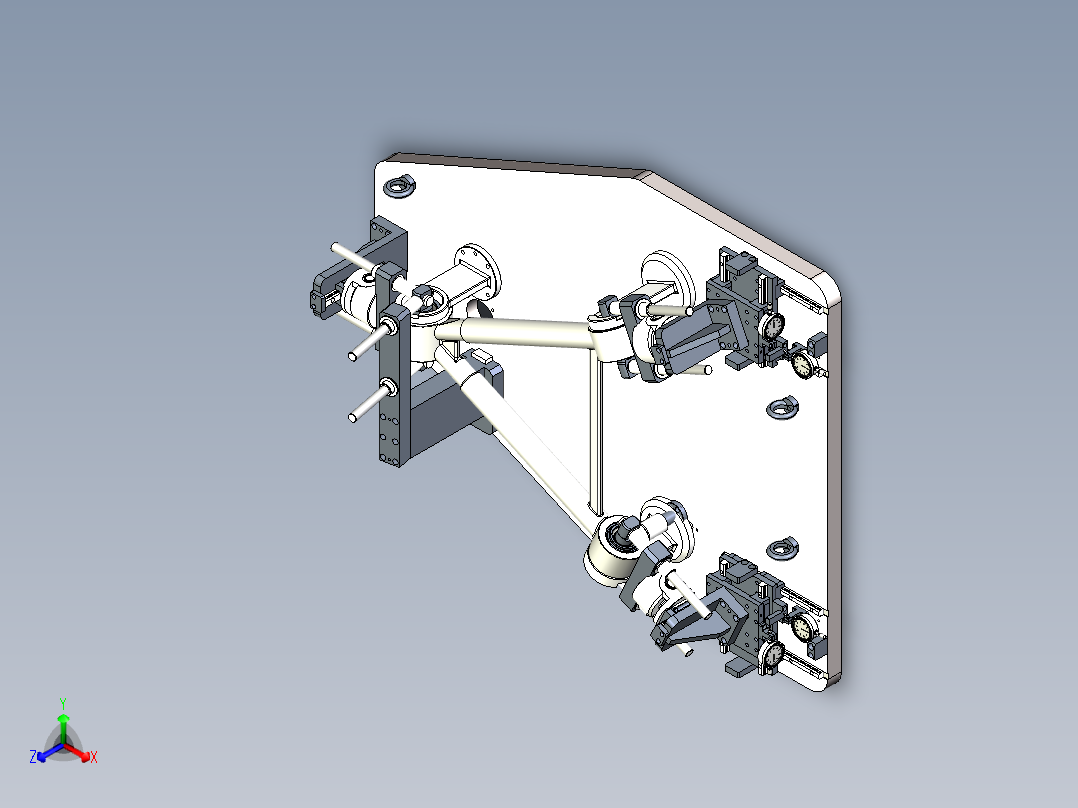 东风天龙车推力杆装配综合检具inventor正等轴测图