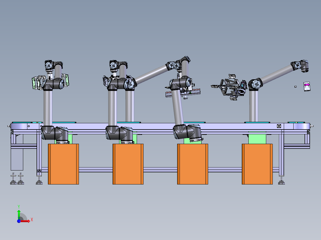 E059 全自动柔性环型组装生产线前视图