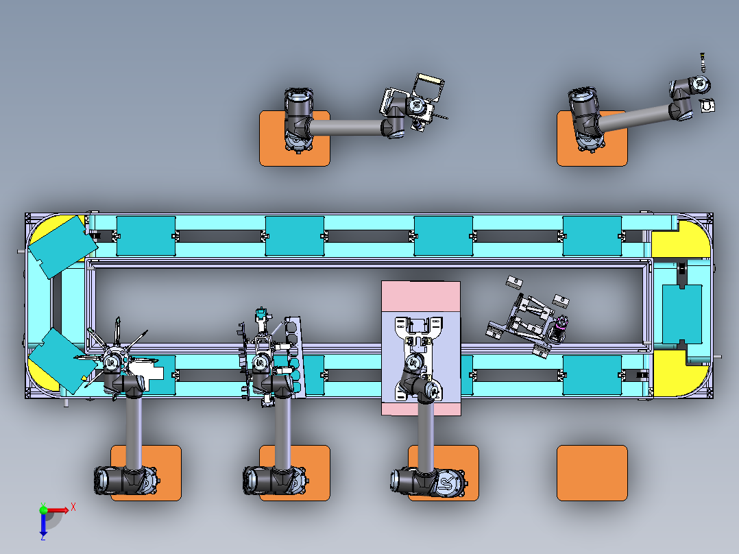 E059 全自动柔性环型组装生产线俯视图