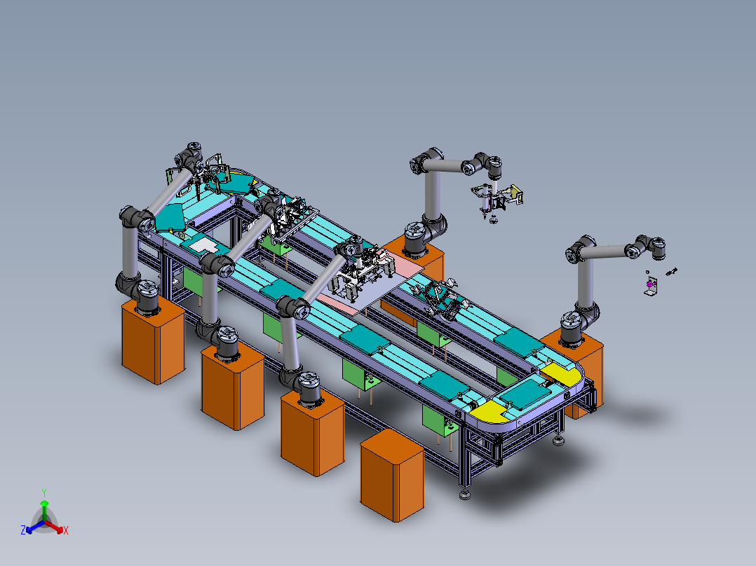 E059 全自动柔性环型组装生产线正等轴测图