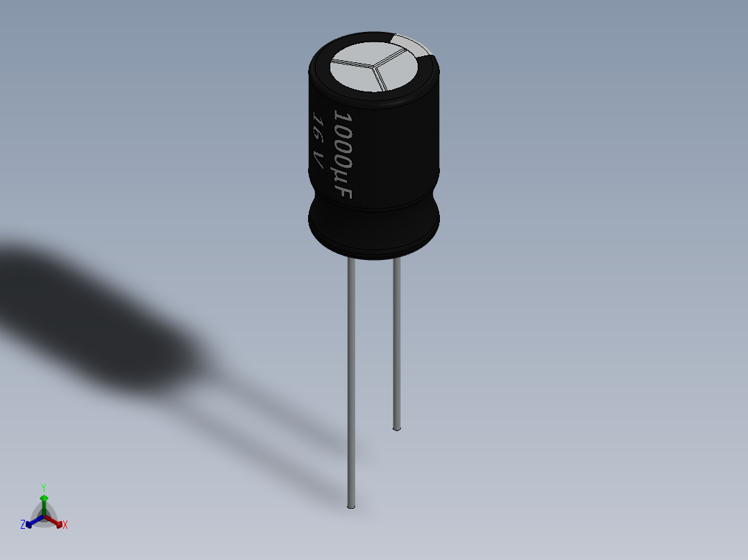 电容器 二极管 电阻器-Capacitor 1000uF-16V正等轴测图