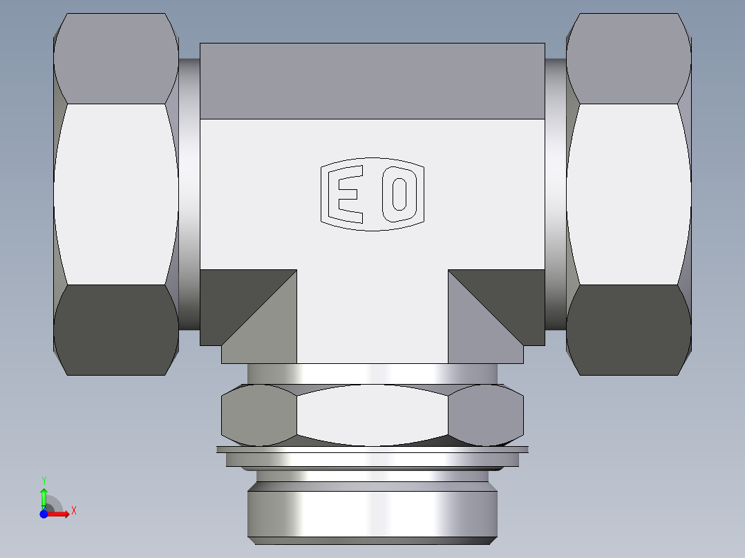 卡套式工业通用硬管接头EO_Adjustable_locknut_branch_tee_TEE42ZLRCF前视图
