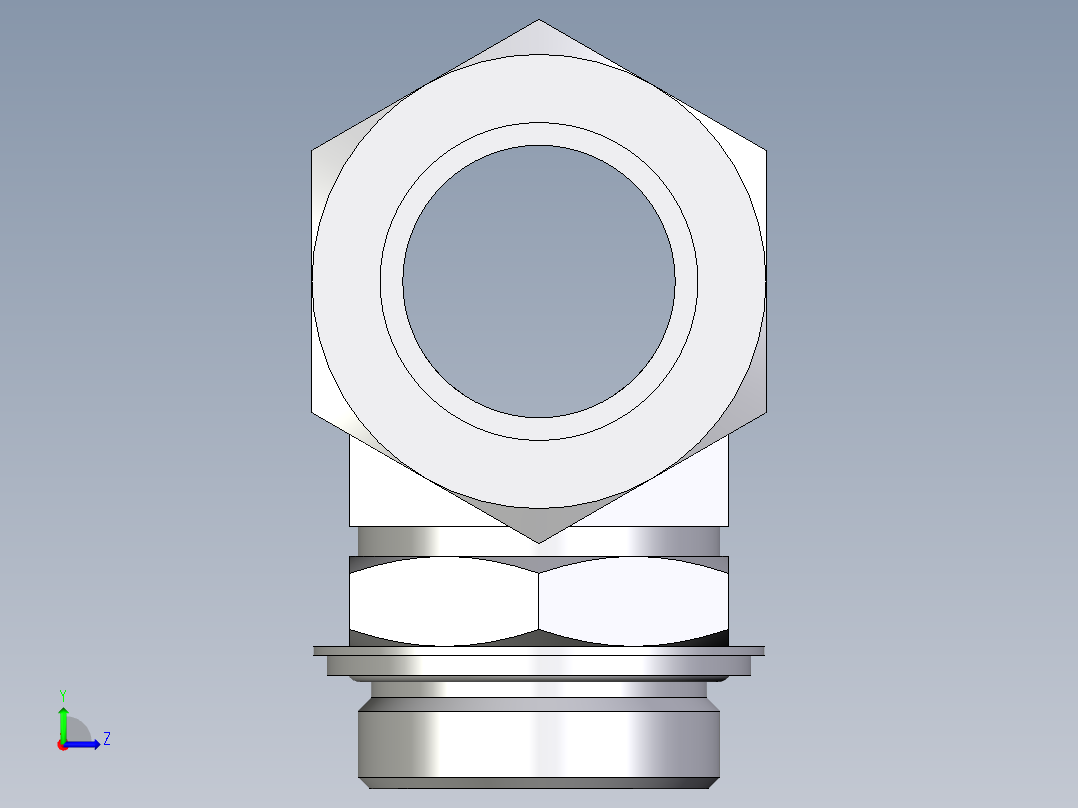 卡套式工业通用硬管接头EO_Adjustable_locknut_branch_tee_TEE42ZLRCF左视图