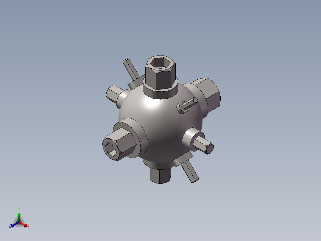 内外六角多用工具正等轴测图