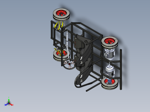 04-Kart Model双座卡丁车底盘结构3D图纸 STEP格式