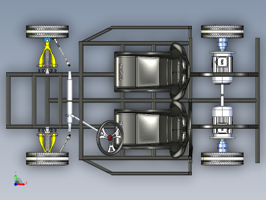 04-Kart Model双座卡丁车底盘结构3D图纸 STEP格式前视缩略图