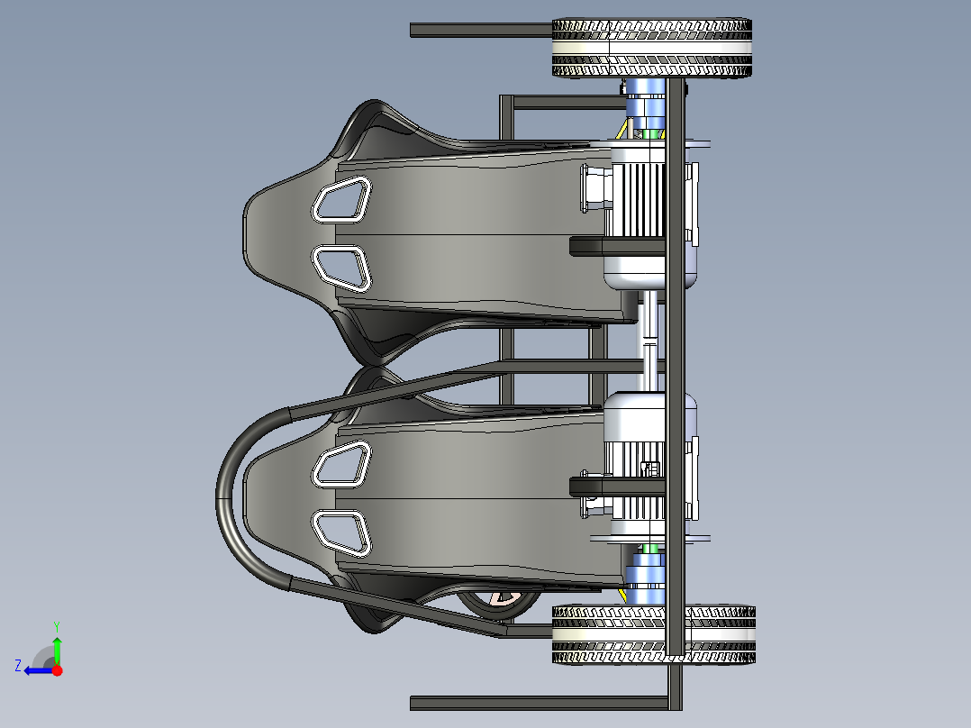 04-Kart Model双座卡丁车底盘结构3D图纸 STEP格式右视图