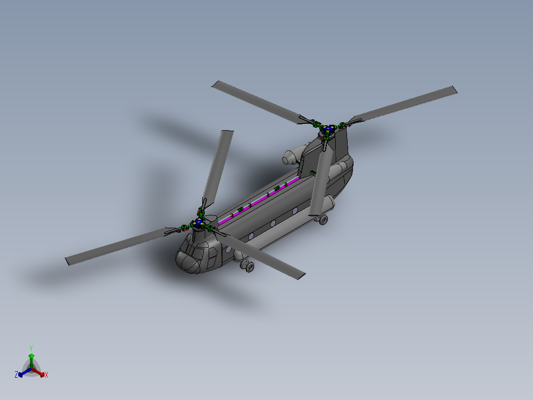 直升飞机 飞机模型设计 (28)正等轴测图