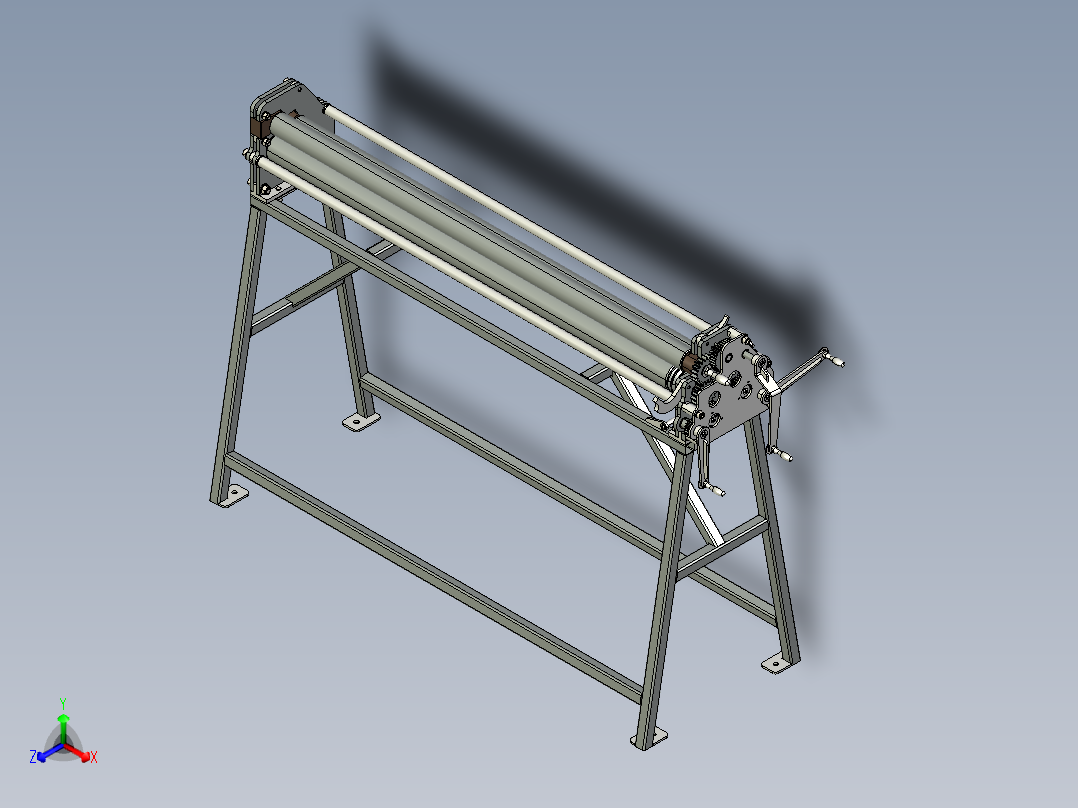 B2004771-手动驱动钣金卷圆机正等轴测图