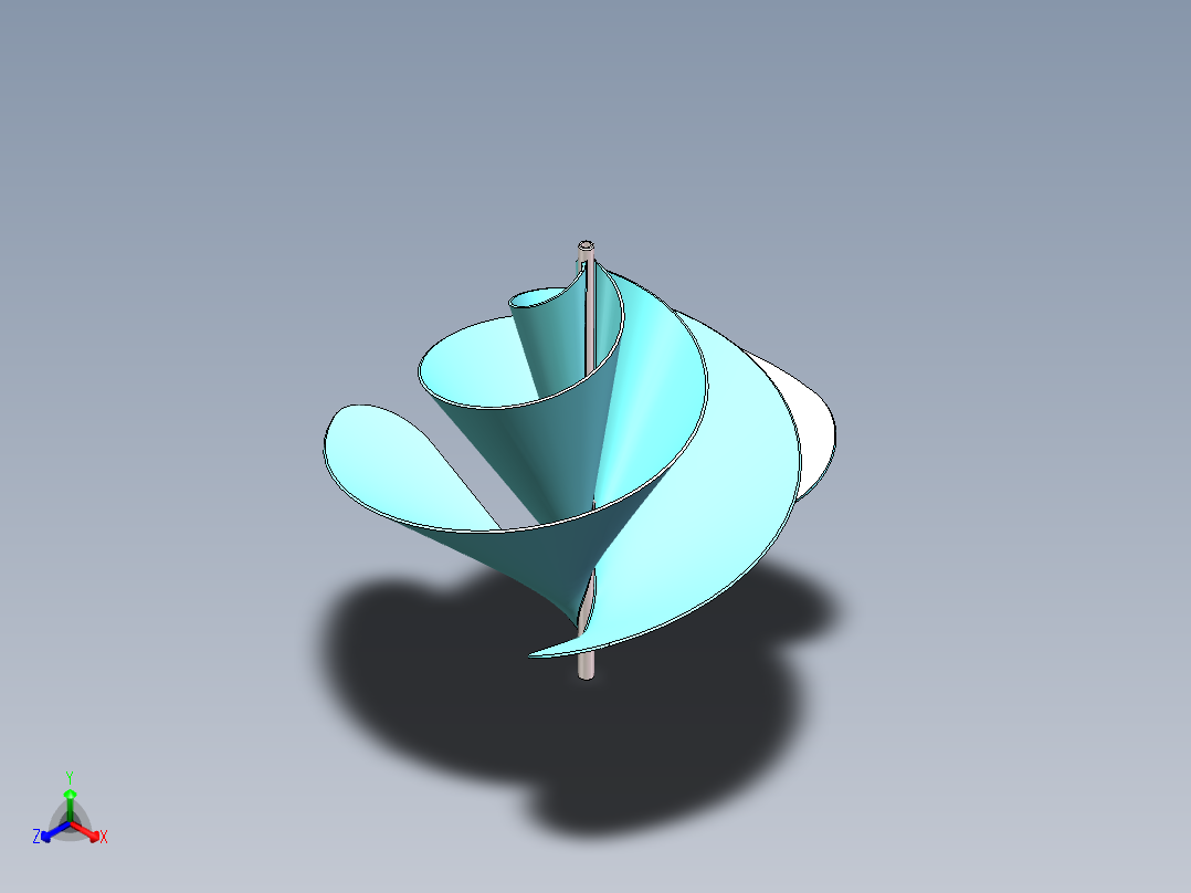 风力螺旋发电正等轴测图