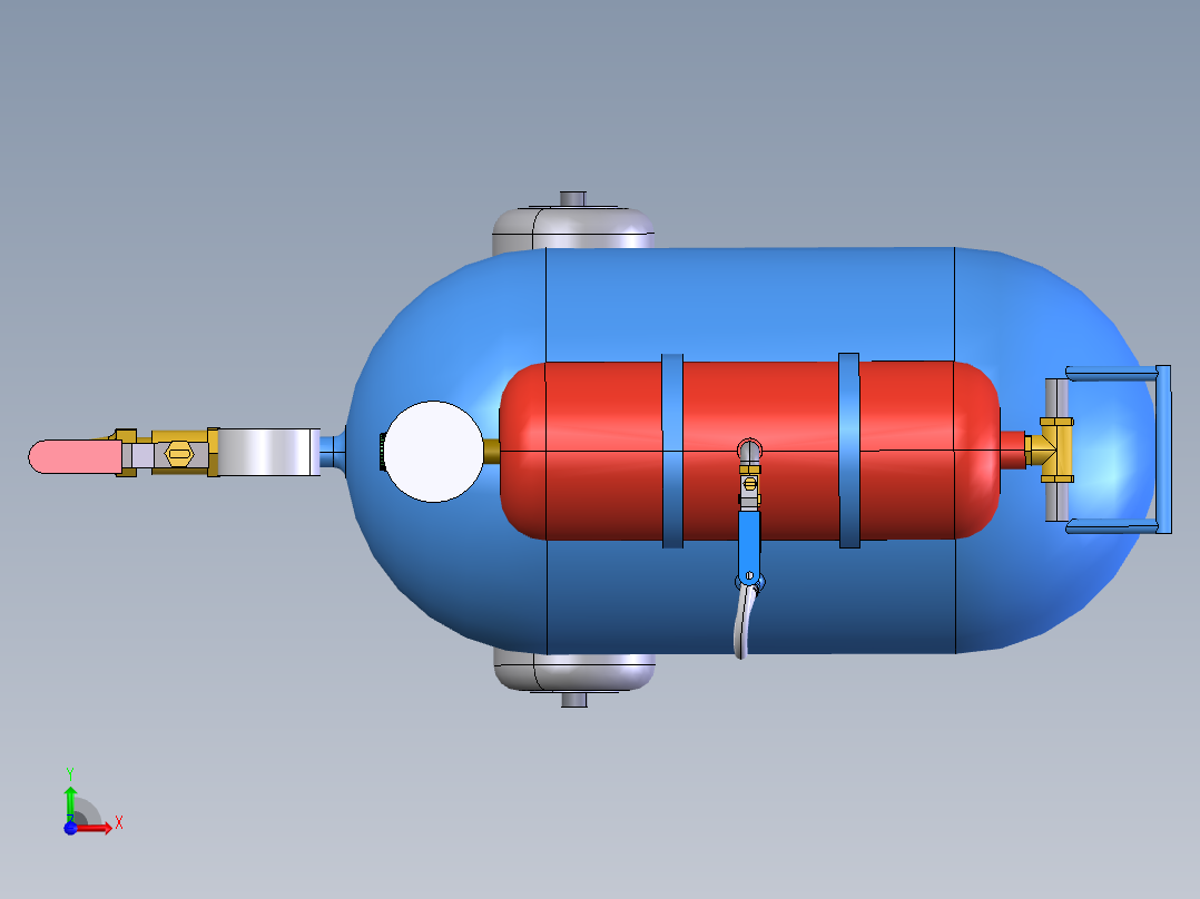 空气储存罐前视图
