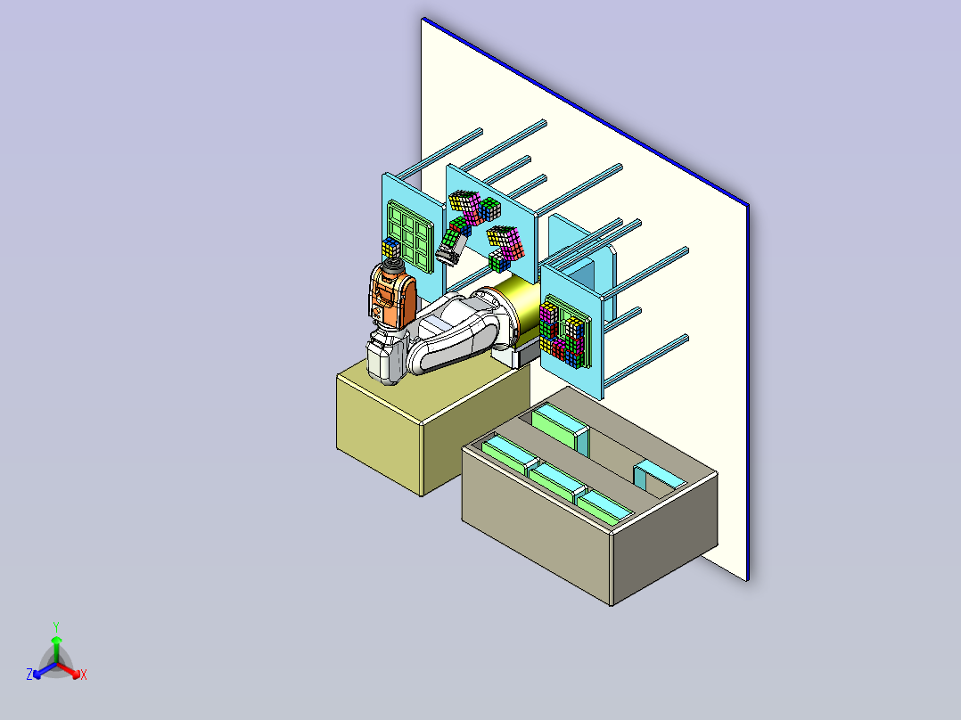 机器人搬运工作站3D模型正等轴测图