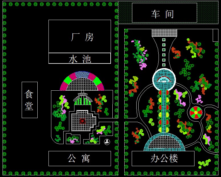 XS093-工业区厂房区规划绿化CAD平面图146套