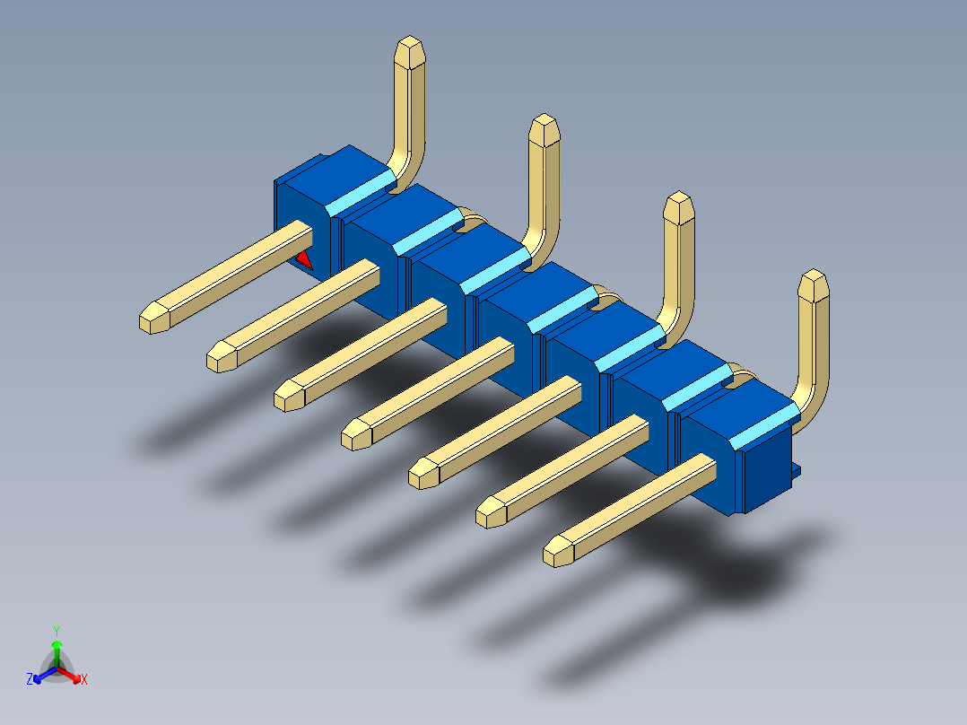 彩色公排针 100mil 2.54mm 系列-DS1022_blue_07p_100mil_Type_SMT_R1_rev1.0主视图