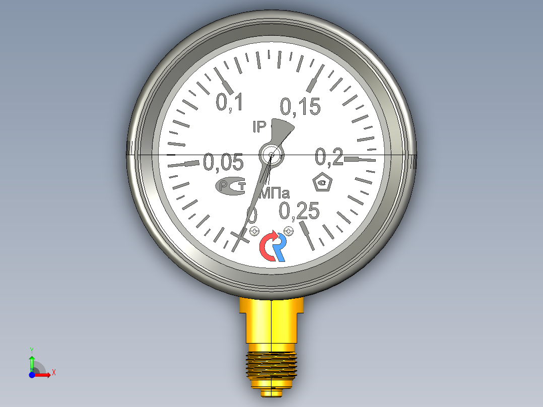 压力表TM-320 p . 00（0...0.25兆帕）G1 _ 4’，精度等级。1.5前视图