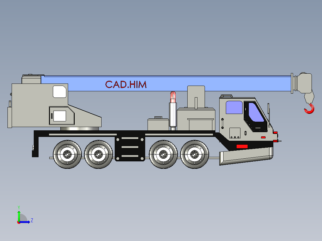 重型起重机车左视图