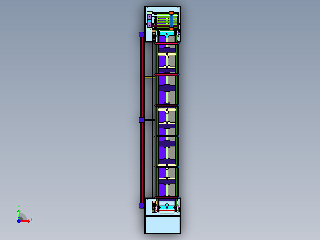 利用底部物料箱内部循环输送线前视图