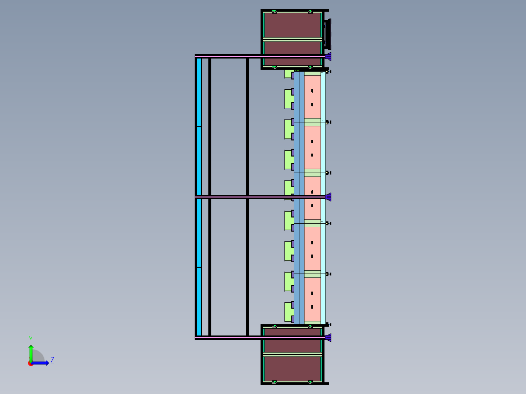 利用底部物料箱内部循环输送线左视图