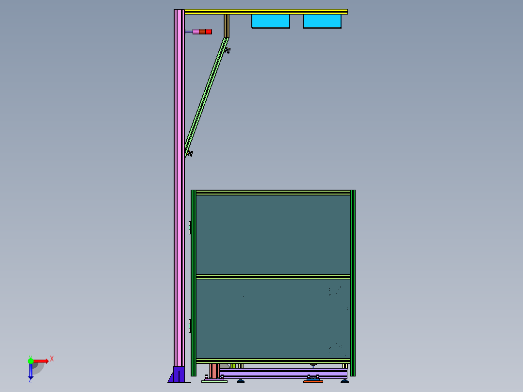 利用底部物料箱内部循环输送线俯视图