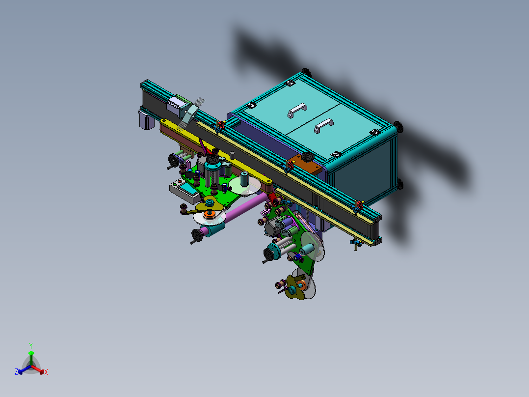 九十度转角贴标机总装正等轴测图