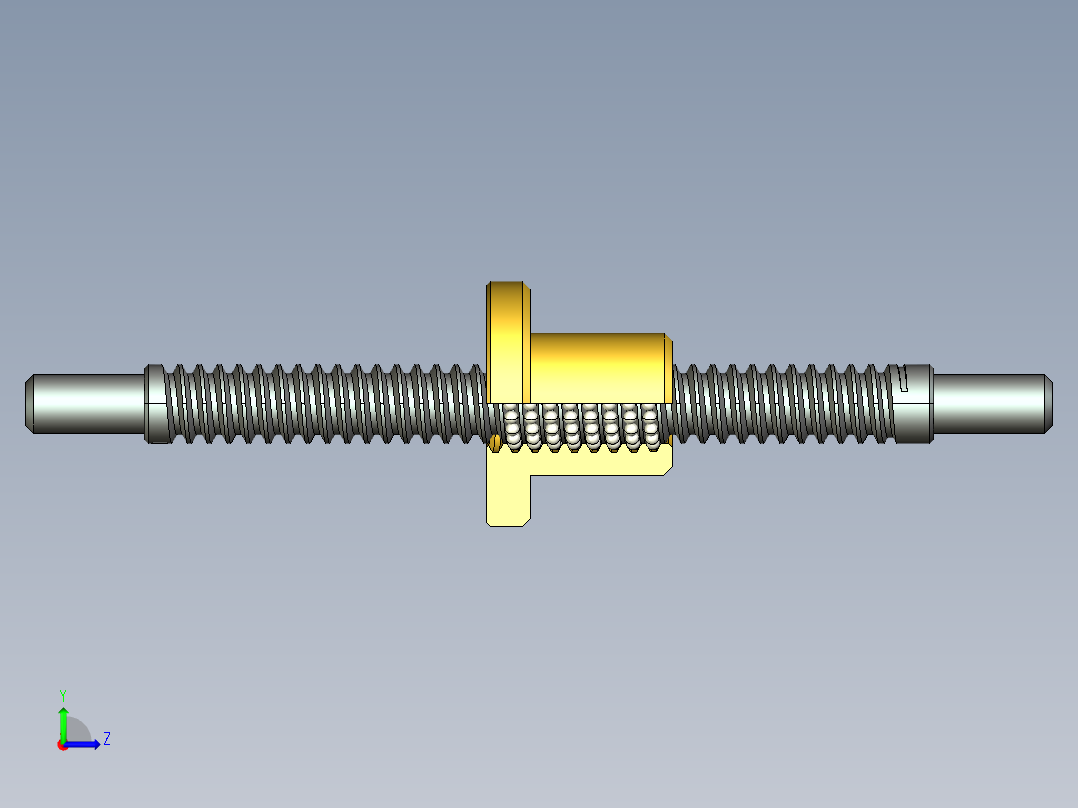 滚珠丝杠公称直径为20mm螺母三维模型左视图