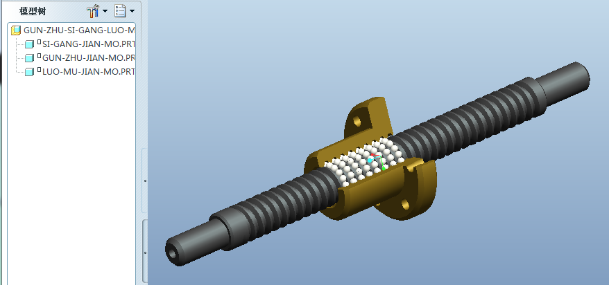滚珠丝杠公称直径为20mm螺母三维模型