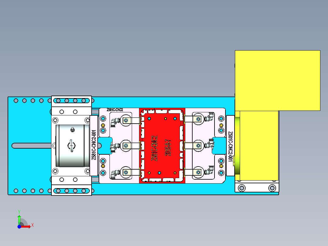 Z581C笔记本CNC工装夹具三维模型-CNC2-0819前视图