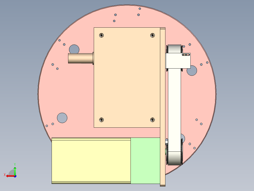 焊接工作台转盘组件后视图