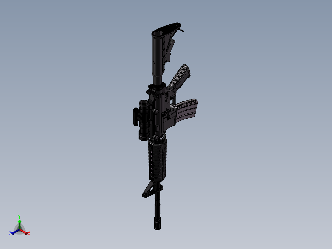 手枪左轮冲锋枪老式狙击步枪设计3D图纸m-4-a1-1 2 IGS SW INV UG X_T正等轴测图