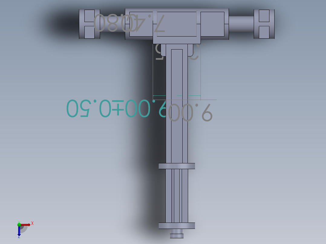逆向工程 T 型柱塞俯视图