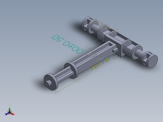 逆向工程 T 型柱塞正等轴测缩略图