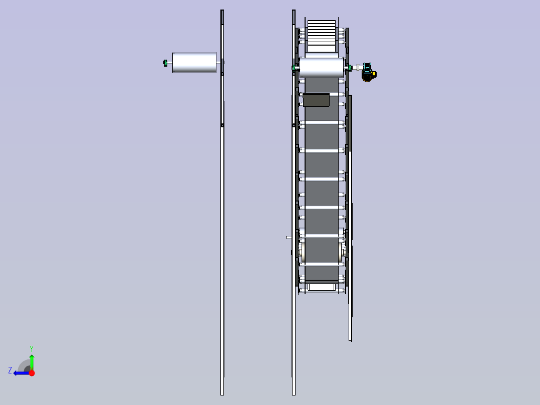 大倾角波状挡边带式输送机右视图