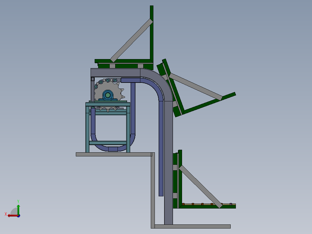 翻斗式往复升降机构sw20可编辑后视图
