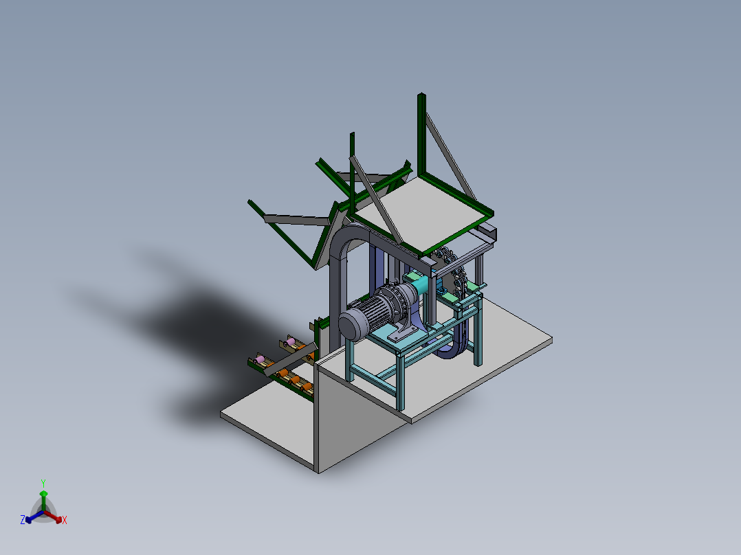 翻斗式往复升降机构sw20可编辑正等轴测图