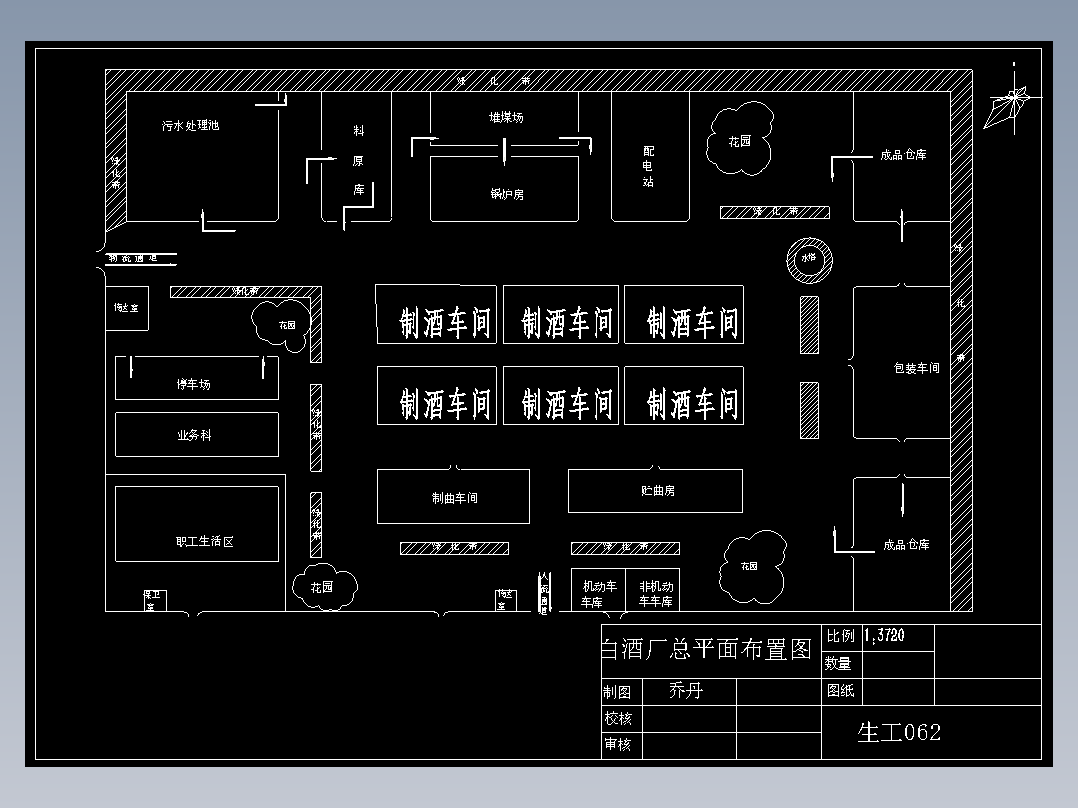 白酒厂制酒生产车间平面布置图CAD图纸