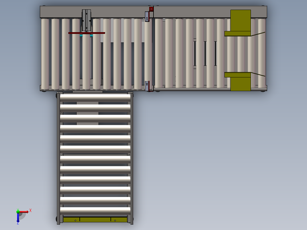 在线称重剔除机俯视图