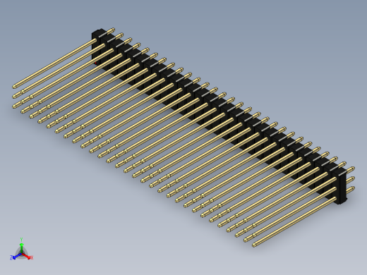 彩色公头100mil（2.54mm）系列-DS1021_black_3x29p_100mil_Type43_rev1.0正等轴测缩略图