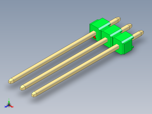 彩色公头100mil（2.54mm）系列-DS1021_green_1x03p_100mil_Type19_rev1.0正等轴测缩略图