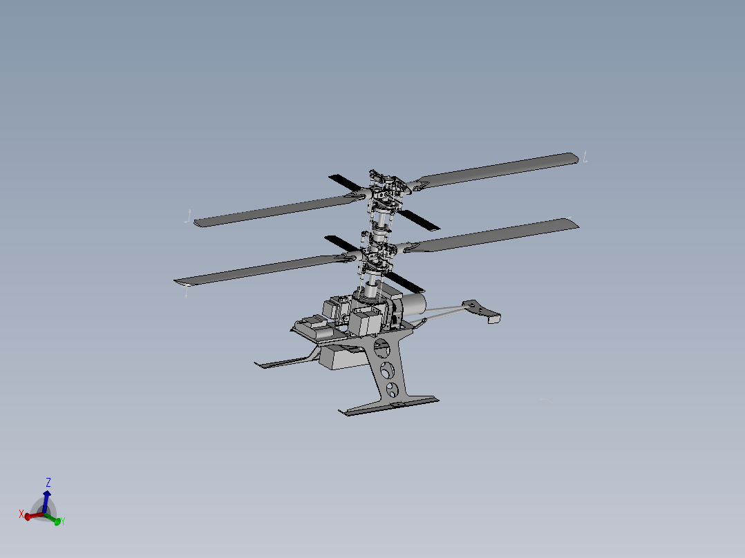 遥控直升机DIY 共轴反桨直升机 机械设计参考资料 图纸 三维模型helibaby主视图