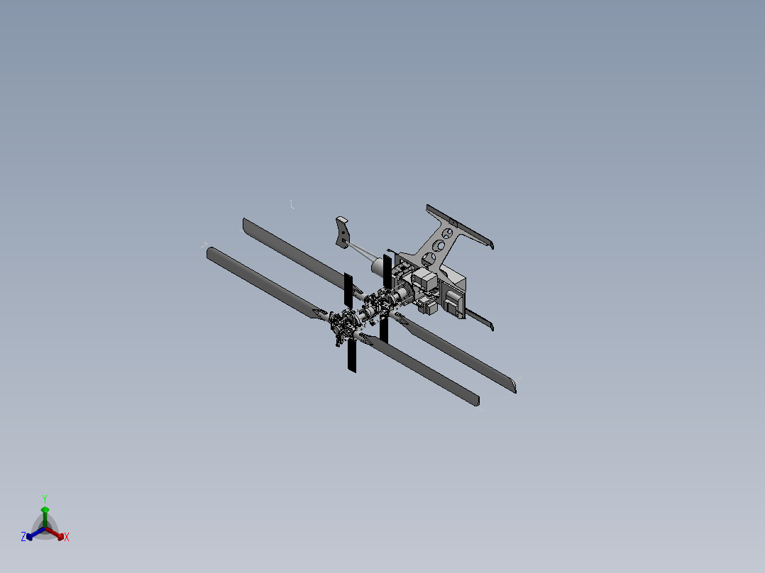 遥控直升机DIY 共轴反桨直升机 机械设计参考资料 图纸 三维模型helibaby正等轴测图